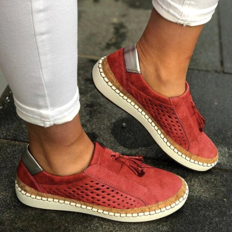 Arden | Women's Orthoflex Slip-On Loafers - Red