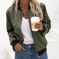 Ariane | Women's Classic Zip Bomber Jacket, Streamlined Lightweight Jacket | The Dress Cellar | Army green