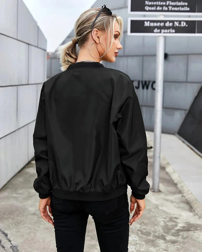 Ariane | Women's Classic Zip Bomber Jacket, Streamlined Lightweight Jacket | The Dress Cellar
