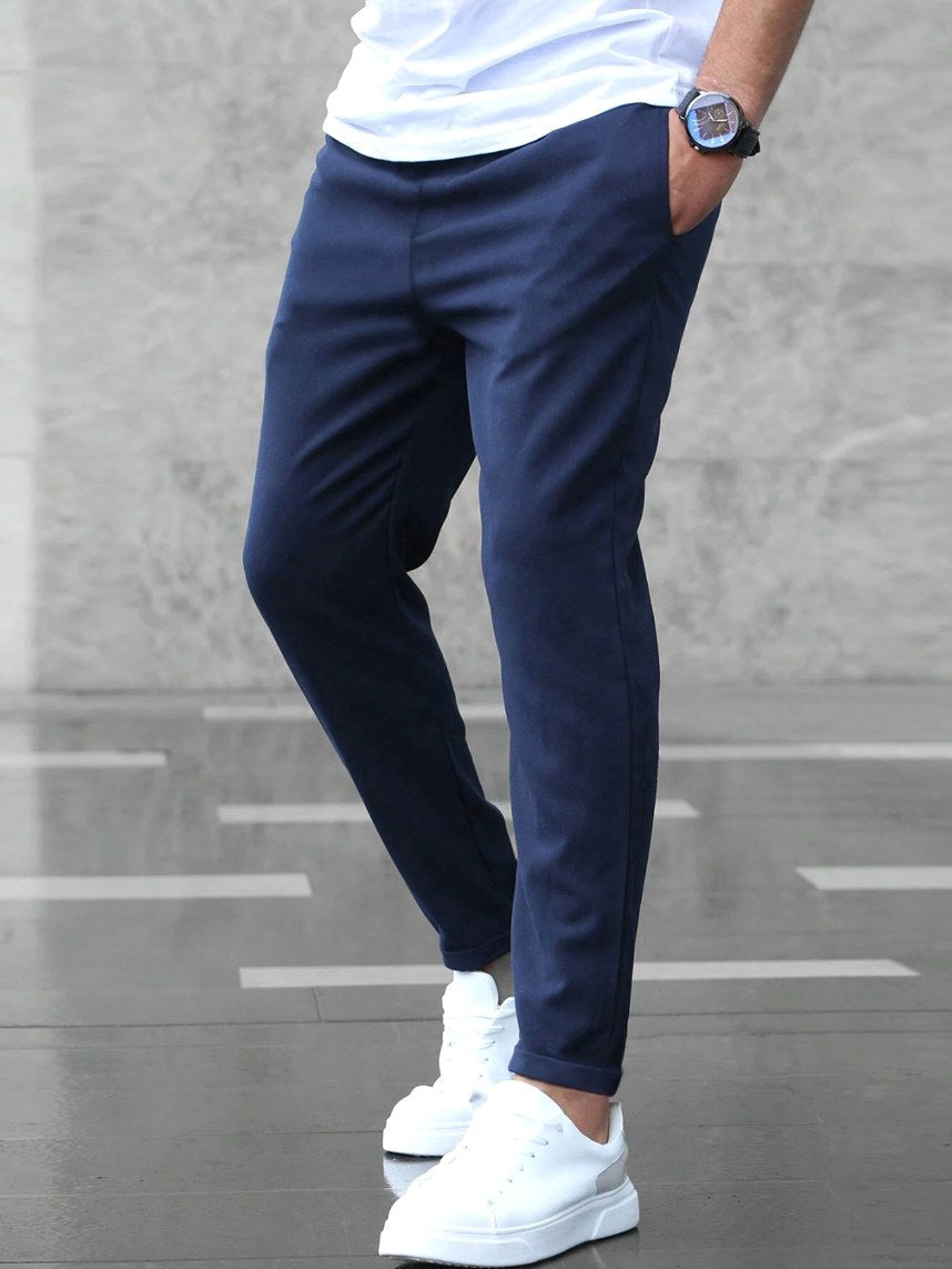Arthur | Men's Stretch Comfort Trousers, Modern Everyday Trousers | The Dress Cellar | Marine Blue