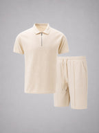 Ashley | Men's Zip Polo Shirt and Shorts Set, Relaxed Two-Piece Set | The Dress Cellar