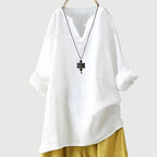 Ashley | Women's Airy Relaxed Short Sleeve Top - White