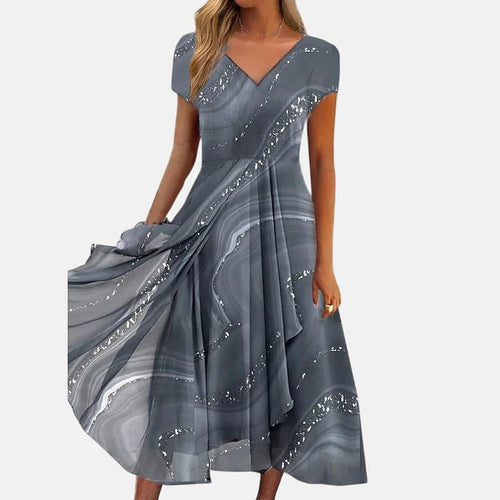 Aubrey | Women's Flowing Casual Midi Dress - Gray