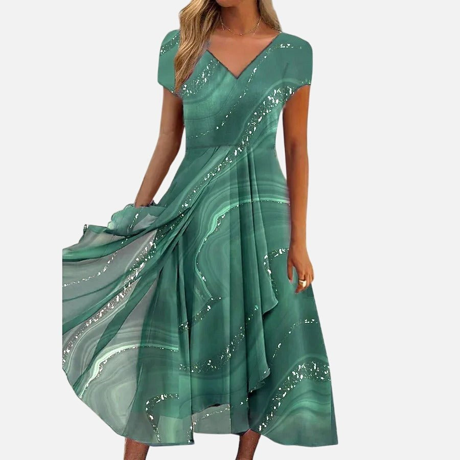 Aubrey | Women's Flowing Casual Midi Dress - Green