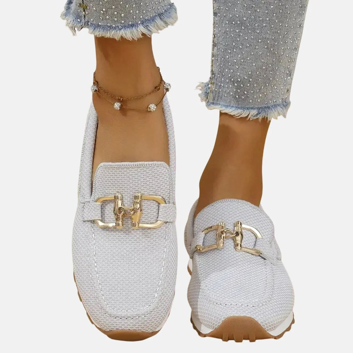 Aubrey | Women's Slip-On Loafer Sneakers, Woven Hybrid Trainers | The Dress Cellar | Blue