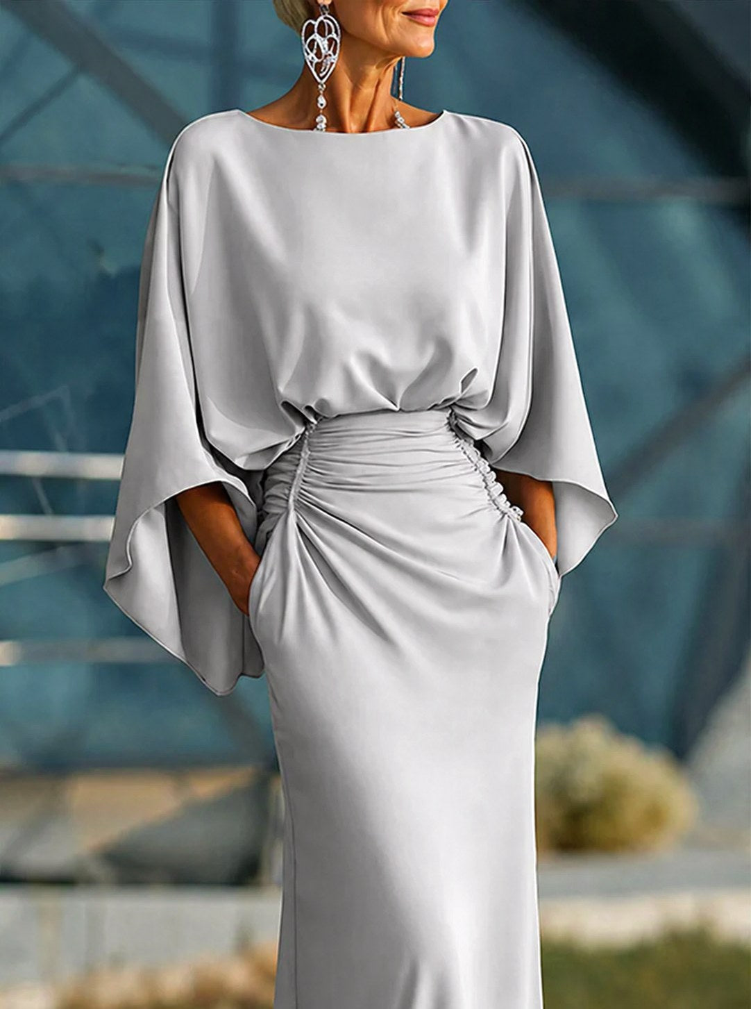 Reagan | Women's Sleeveless V-Neck Midi Dress, Breathable Summer Dress | The Dress Cellar
