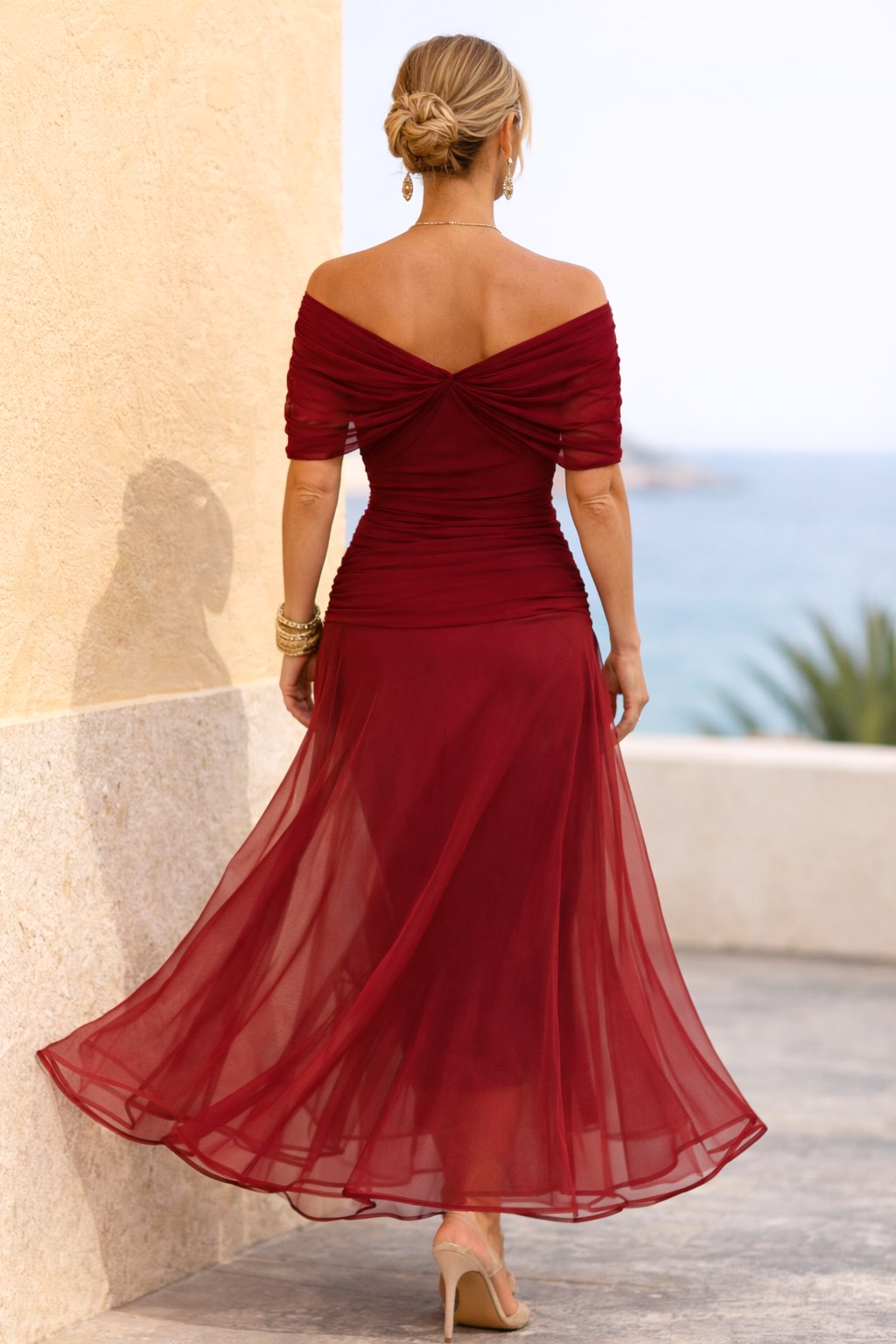 Aurelie | Women's V-Neck Chiffon Maxi Dress, Flowing Ankle-Length Dress | The Dress Cellar