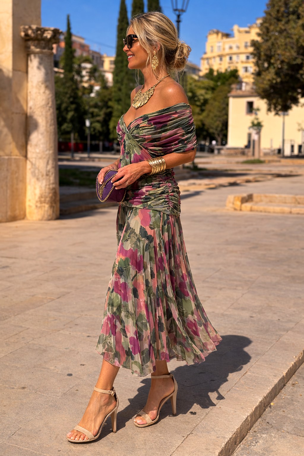 Aurelie | Women's V-Neck Chiffon Maxi Dress, Flowing Ankle-Length Dress | The Dress Cellar | Brick Red