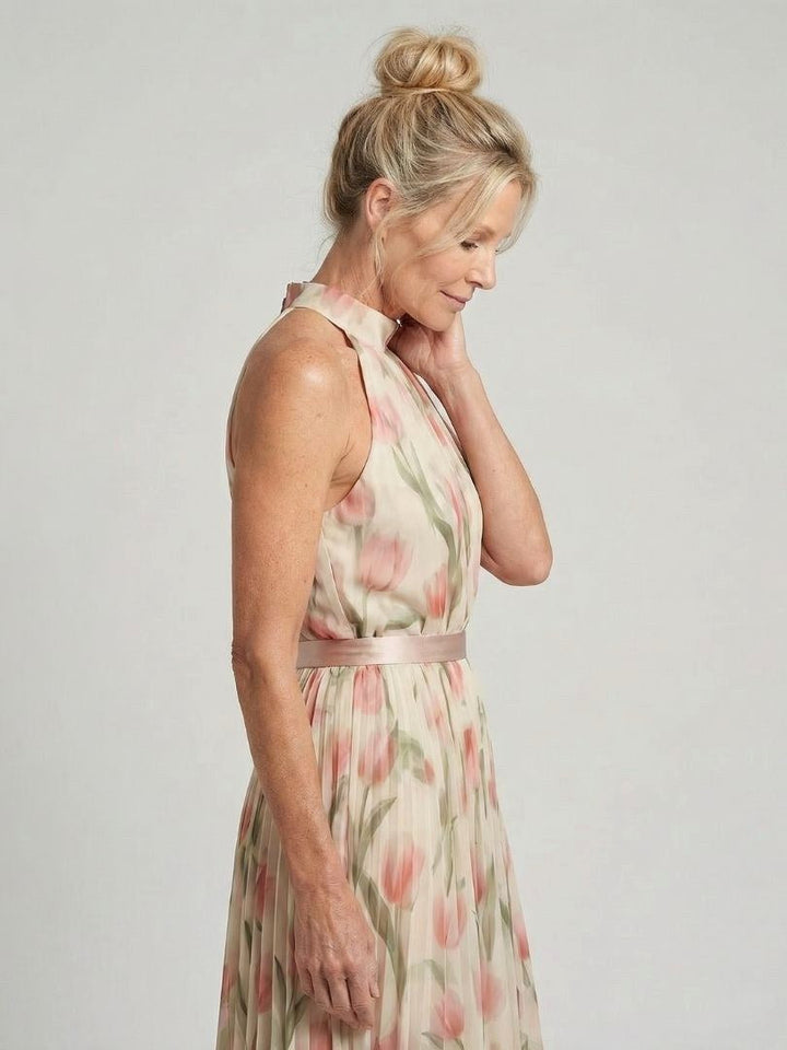 Aurelle | Women's Halter Neck Floral Midi Dress - image 2