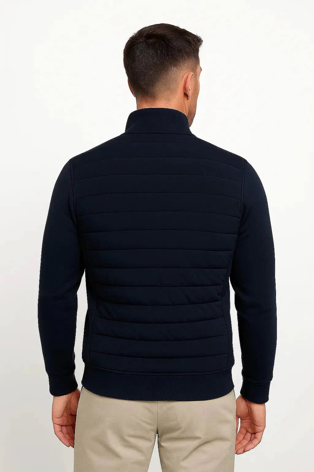 Austin | Men's Quilted Hybrid Jacket, Knitted Sleeves Autumn Jacket | The Dress Cellar
