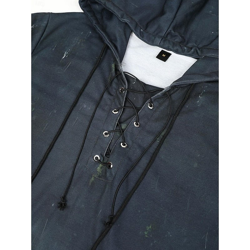 Austin | Men's Skull Graphic Hoodie with Lace-Up Front, Bold Statement Hoodie | The Dress Cellar