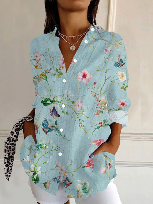 Avery | Women's Floral Embossed Button-Up Shirt - image 2