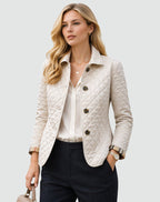 Vivian | Women's Quilted Button-Front Jacket, Lightweight Mid-Season Coat | The Dress Cellar | White