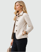 Vivian | Women's Quilted Button-Front Jacket, Lightweight Mid-Season Coat | The Dress Cellar | Green