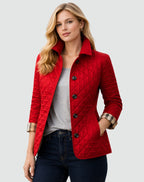 Catherine | Women's Quilted Button-Front Jacket, Lightweight Structured Coat | The Dress Cellar | Red