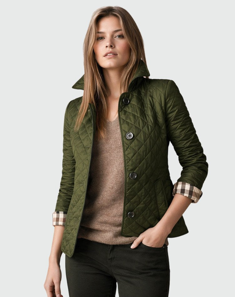 Catherine | Women's Quilted Button-Front Jacket, Lightweight Structured Coat | The Dress Cellar