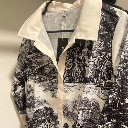 Avery | Women's Vintage Toile Print Mini Tunic Dress - image 2