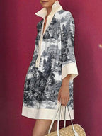 Avery | Women's Vintage Toile Print Mini Tunic Dress - image 4