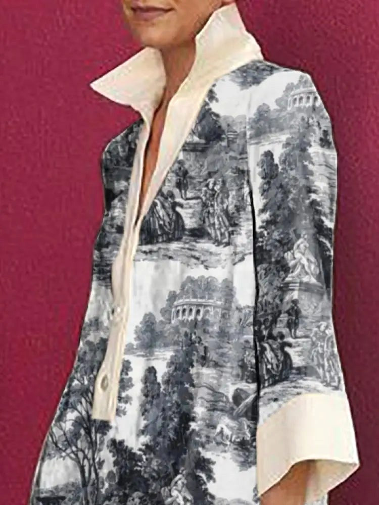 Avery | Women's Vintage Toile Print Mini Tunic Dress - image 5