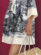 Avery | Women's Vintage Toile Print Mini Tunic Dress - image 6