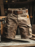 Benedict | Men's Vintage Cargo Shorts, Relaxed-Fit Utility Shorts | The Dress Cellar | Black
