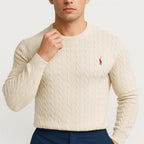 Victor | Men's Cable-Knit Sweater, Classic Textured Crew Neck Sweater | The Dress Cellar