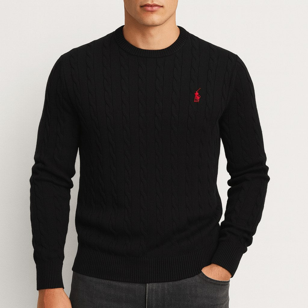 Victor | Men's Cable-Knit Sweater, Classic Textured Crew Neck Sweater | The Dress Cellar