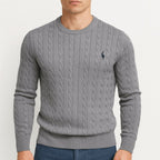 Victor | Men's Cable-Knit Sweater, Classic Textured Crew Neck Sweater | The Dress Cellar