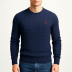 Victor | Men's Cable-Knit Sweater, Classic Textured Crew Neck Sweater | The Dress Cellar