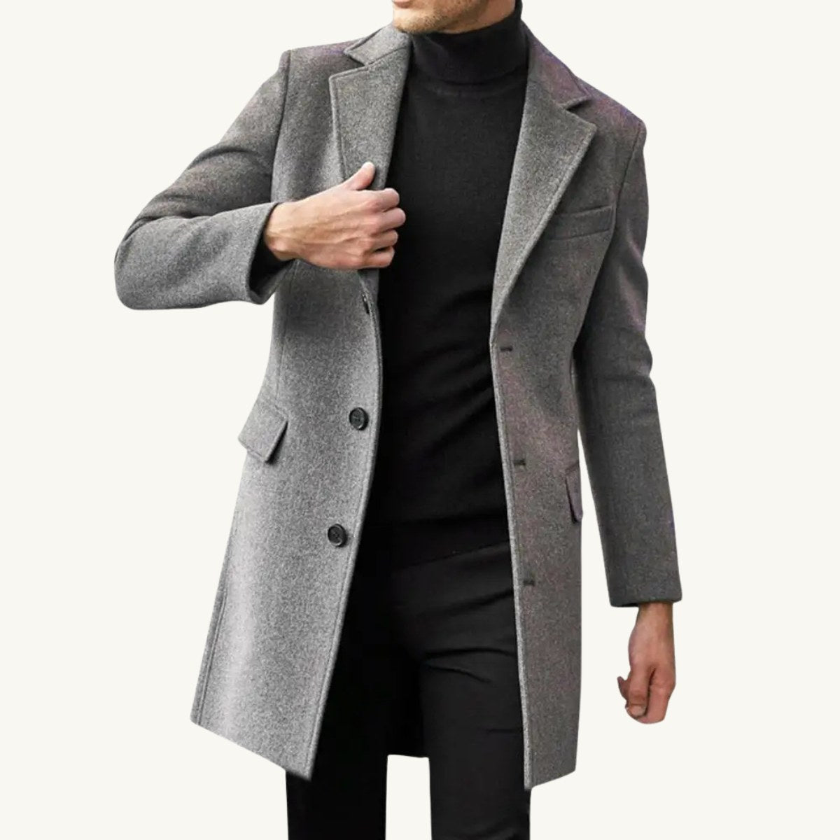 Bennett | Men's Single-Breasted Wool Blend Overcoat, Tailored Autumn Coat | The Dress Cellar