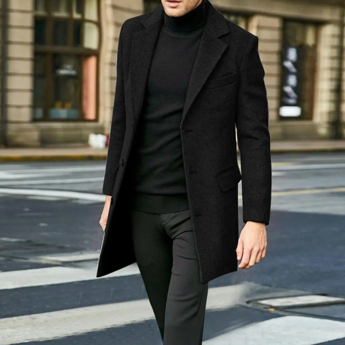 Bennett | Men's Single-Breasted Wool Blend Overcoat, Tailored Autumn Coat | The Dress Cellar