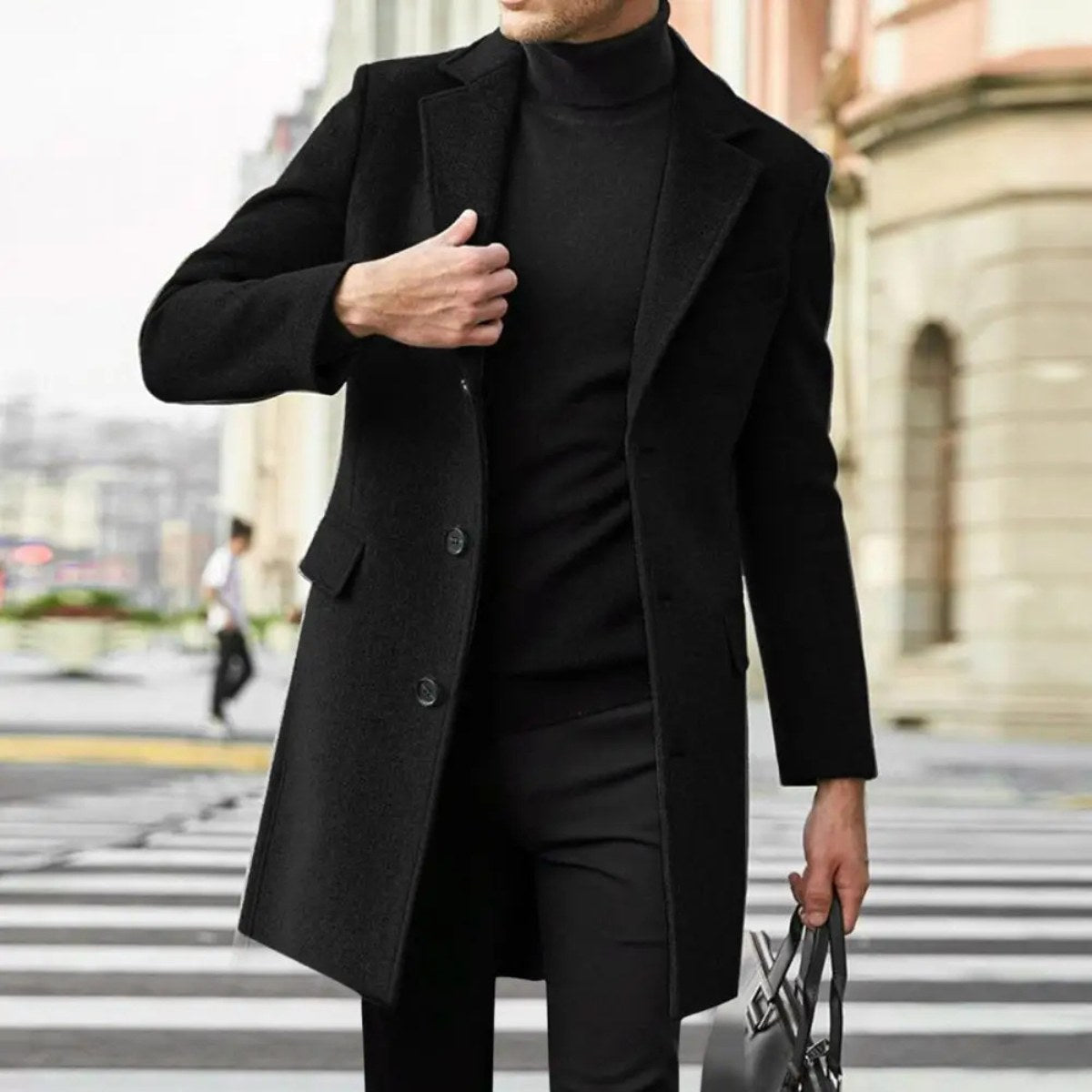 Bennett | Men's Single-Breasted Wool Blend Overcoat, Tailored Autumn Coat | The Dress Cellar