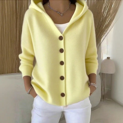 Berenice | Women's Long Sleeve Hooded Cardigan, A-Line Knit Cardigan | The Dress Cellar | Pink