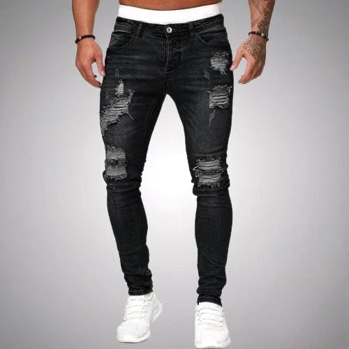 Blake | Men's Skinny Ripped Jeans, Distressed Mid-Rise Jeans | The Dress Cellar