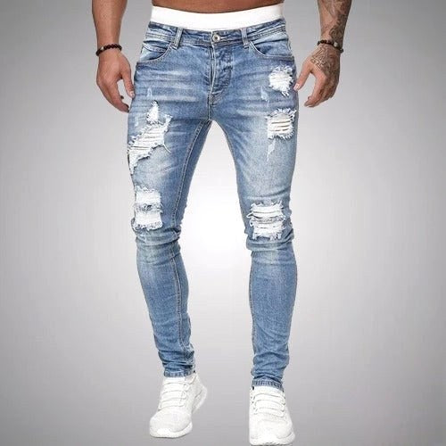 Blake | Men's Skinny Ripped Jeans, Distressed Mid-Rise Jeans | The Dress Cellar