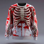 Blake | Women's Skeleton Crew Neck Sweatshirt, Halloween Graphic Sweatshirt | The Dress Cellar | Red