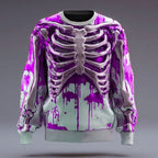 Blake | Women's Skeleton Crew Neck Sweatshirt, Halloween Graphic Sweatshirt | The Dress Cellar | Purple