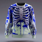 Blake | Women's Skeleton Crew Neck Sweatshirt, Halloween Graphic Sweatshirt | The Dress Cellar | Blue