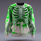 Blake | Women's Skeleton Crew Neck Sweatshirt, Halloween Graphic Sweatshirt | The Dress Cellar | Green