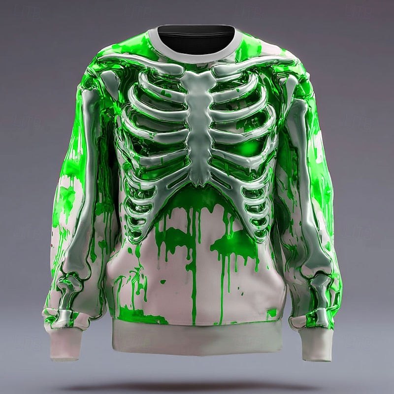Blake | Women's Skeleton Crew Neck Sweatshirt, Halloween Graphic Sweatshirt | The Dress Cellar | Green