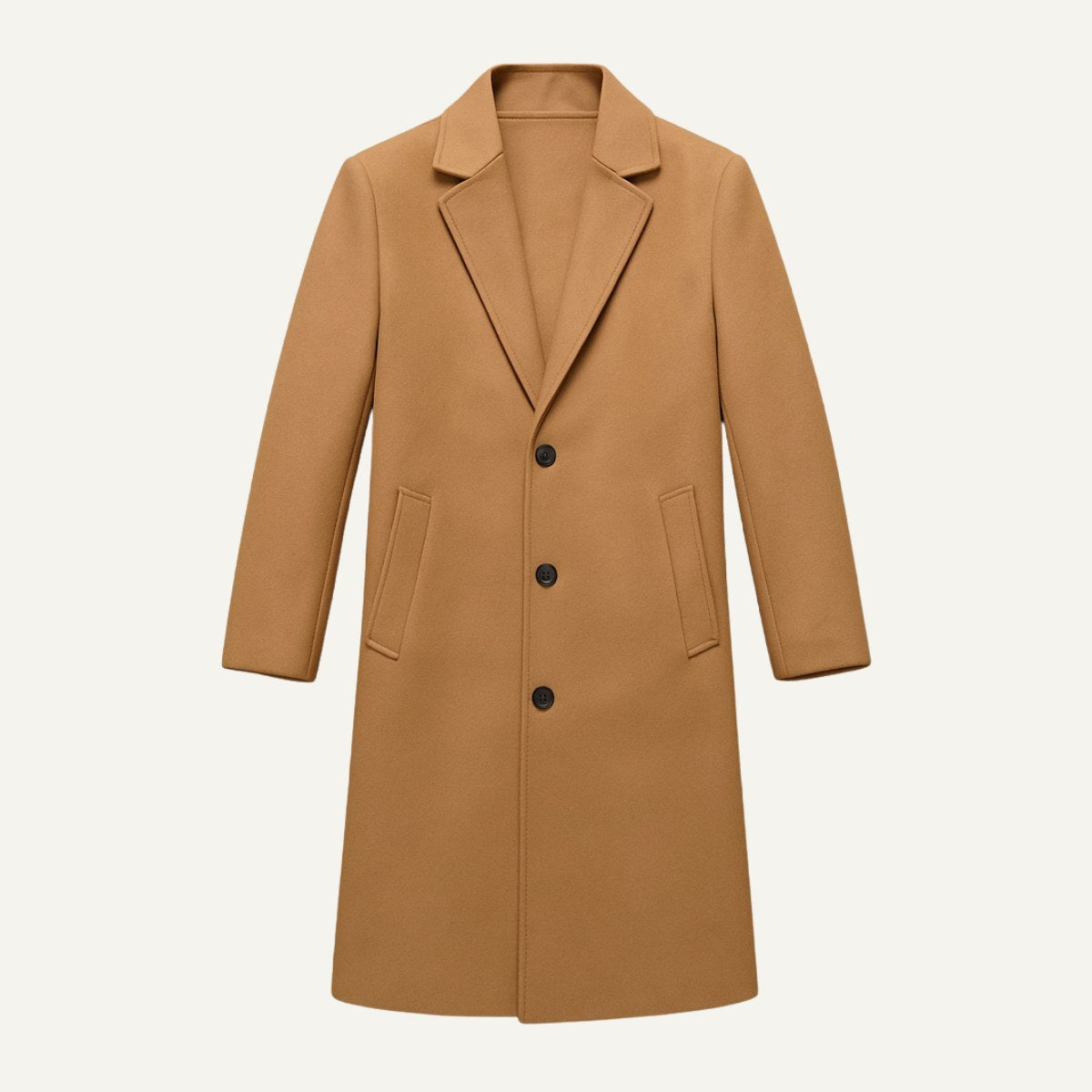 Brandon | Men's Classic Wool Overcoat, Tailored Autumn Coat | The Dress Cellar | Khaki