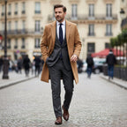 Brandon | Men's Classic Wool Overcoat, Tailored Autumn Coat | The Dress Cellar