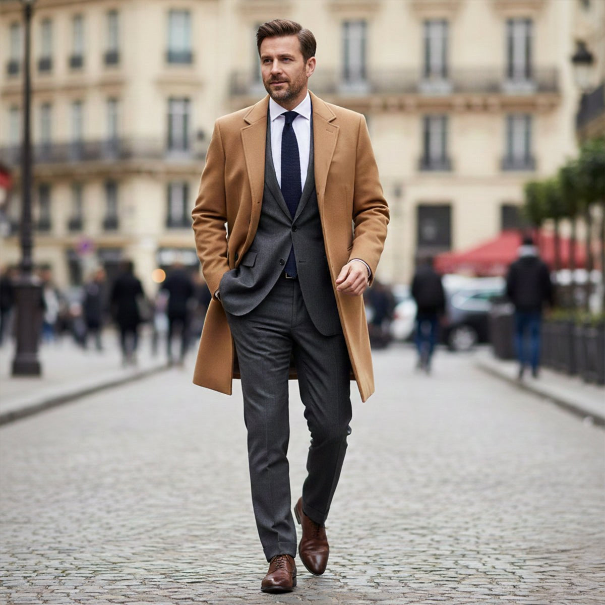 Brandon | Men's Classic Wool Overcoat, Tailored Autumn Coat | The Dress Cellar