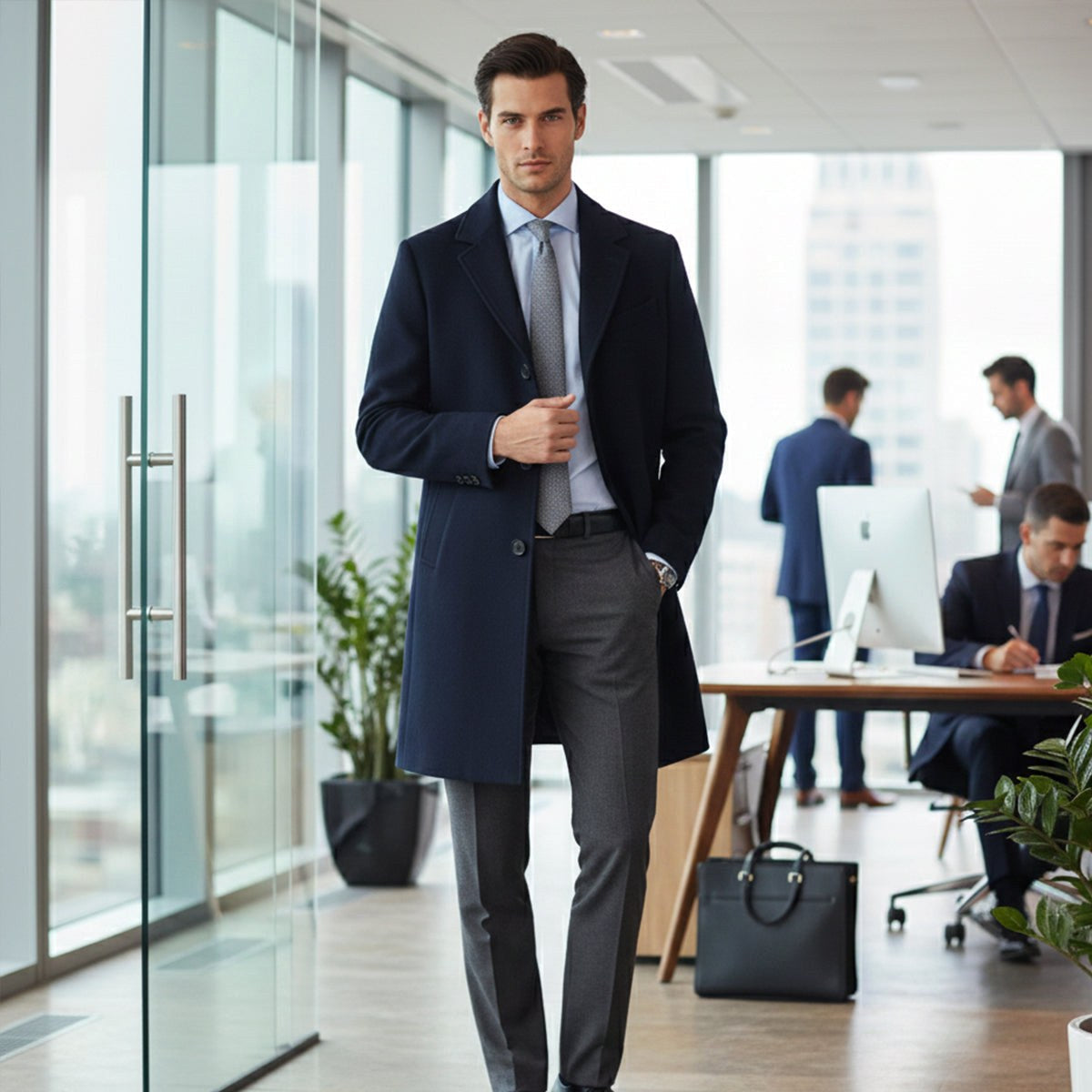 Brandon | Men's Classic Wool Overcoat, Tailored Autumn Coat | The Dress Cellar