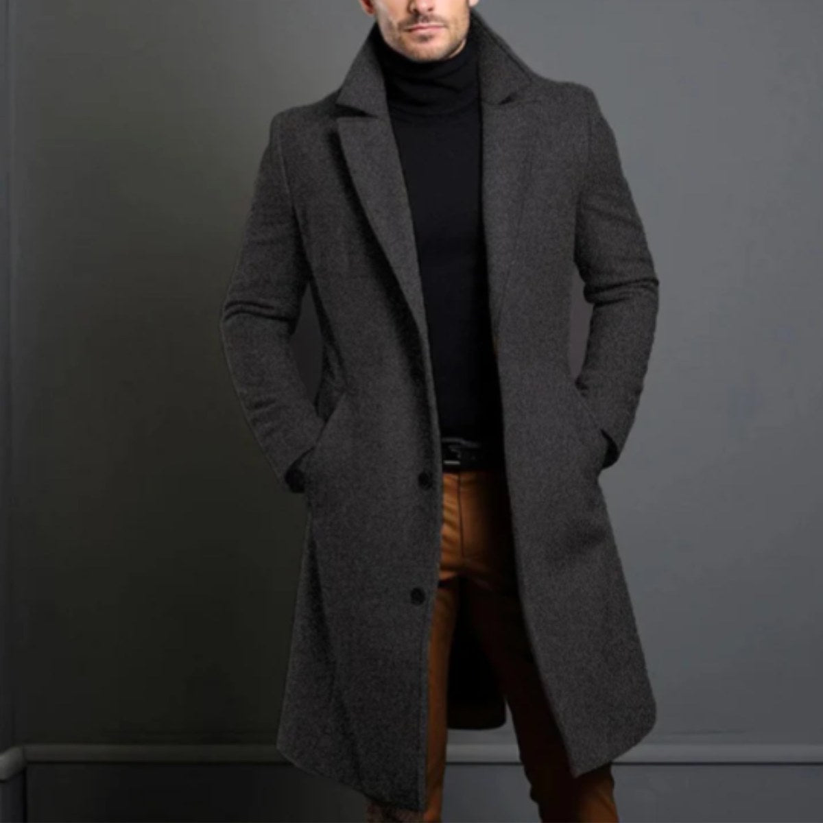 Brandon | Men's Classic Wool Overcoat, Tailored Autumn Coat | The Dress Cellar
