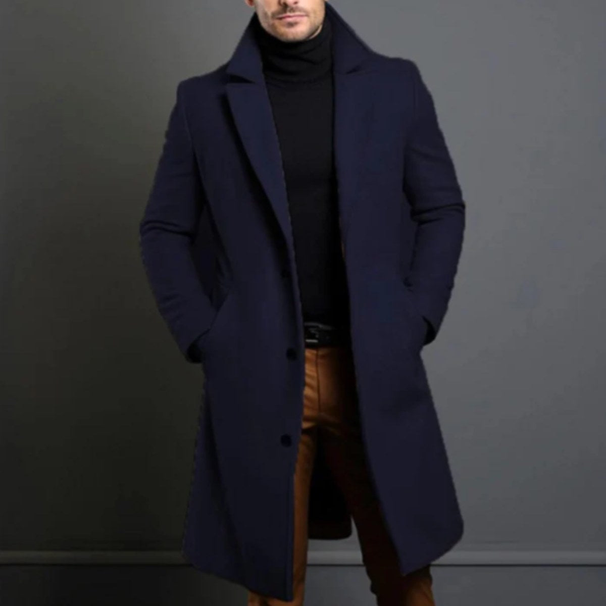 Brandon | Men's Classic Wool Overcoat, Tailored Autumn Coat | The Dress Cellar