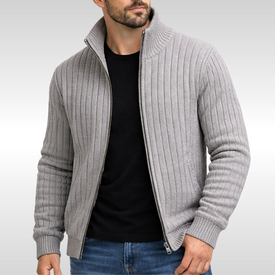 Brandon | Men's Zip Cardigan, Refined Knit Layer | The Dress Cellar | Navy Blue