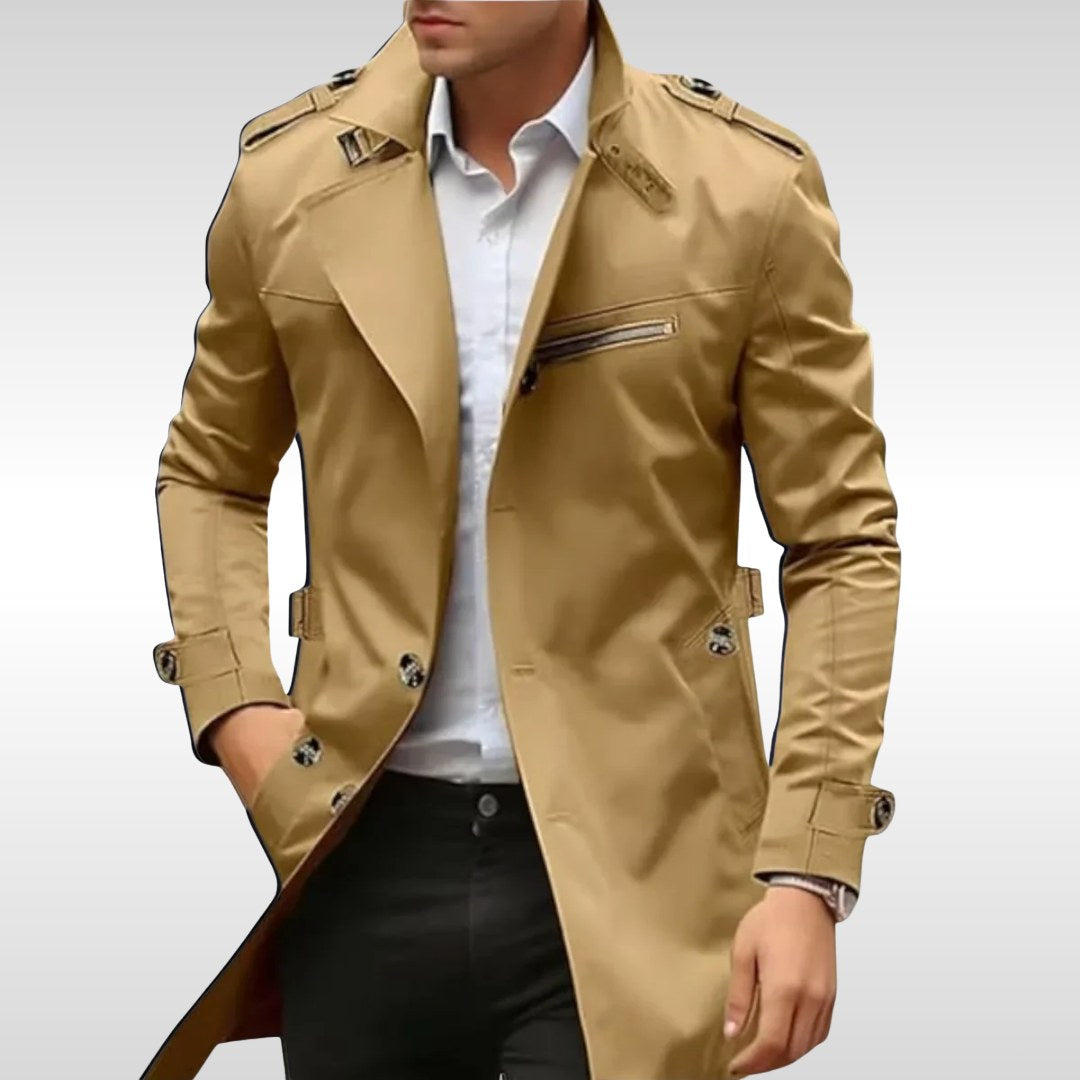 Brett | Women's Classic Trench Coat, Tailored Autumn Coat | The Dress Cellar | Brown