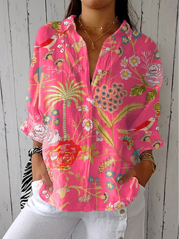 Brianna | Women's Tropical Floral Short Sleeve Blouse - Multicolor