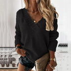 Brielle | Women's Relaxed V-Neck Oversized Jumper, Chunky Knit Sweater | The Dress Cellar | Pink